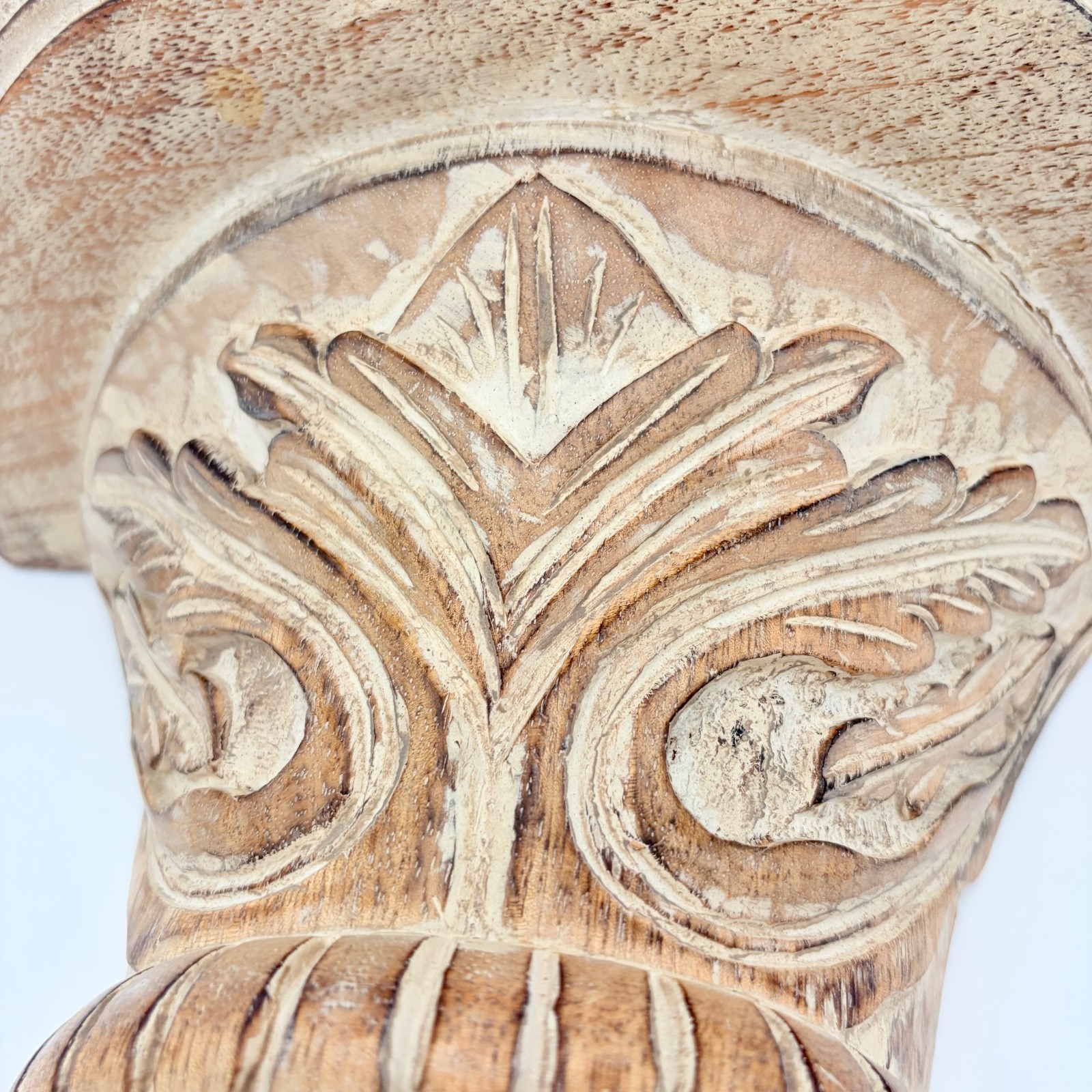 Wall Sconce Shelves Carved Wood Vintage Ornate Set of 2 made in India