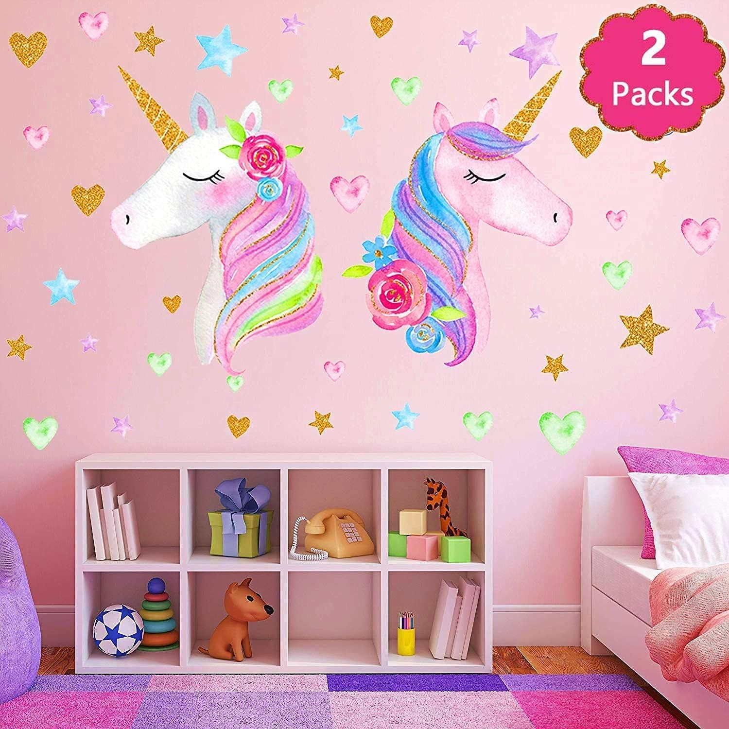 Unicorn Wall Decal,Large Size Unicorn Wall Sticker Decor for Gilrs Kids Bedro…
