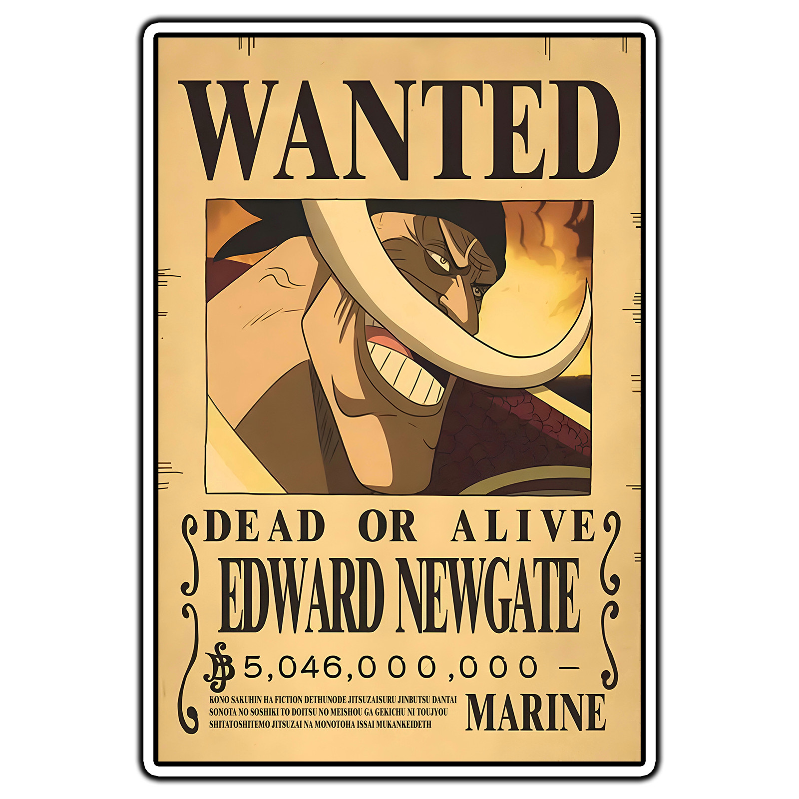 Edward Newgate Wanted Posted One Piece Sticker Waterproof Vinyl Decal Die-Cut