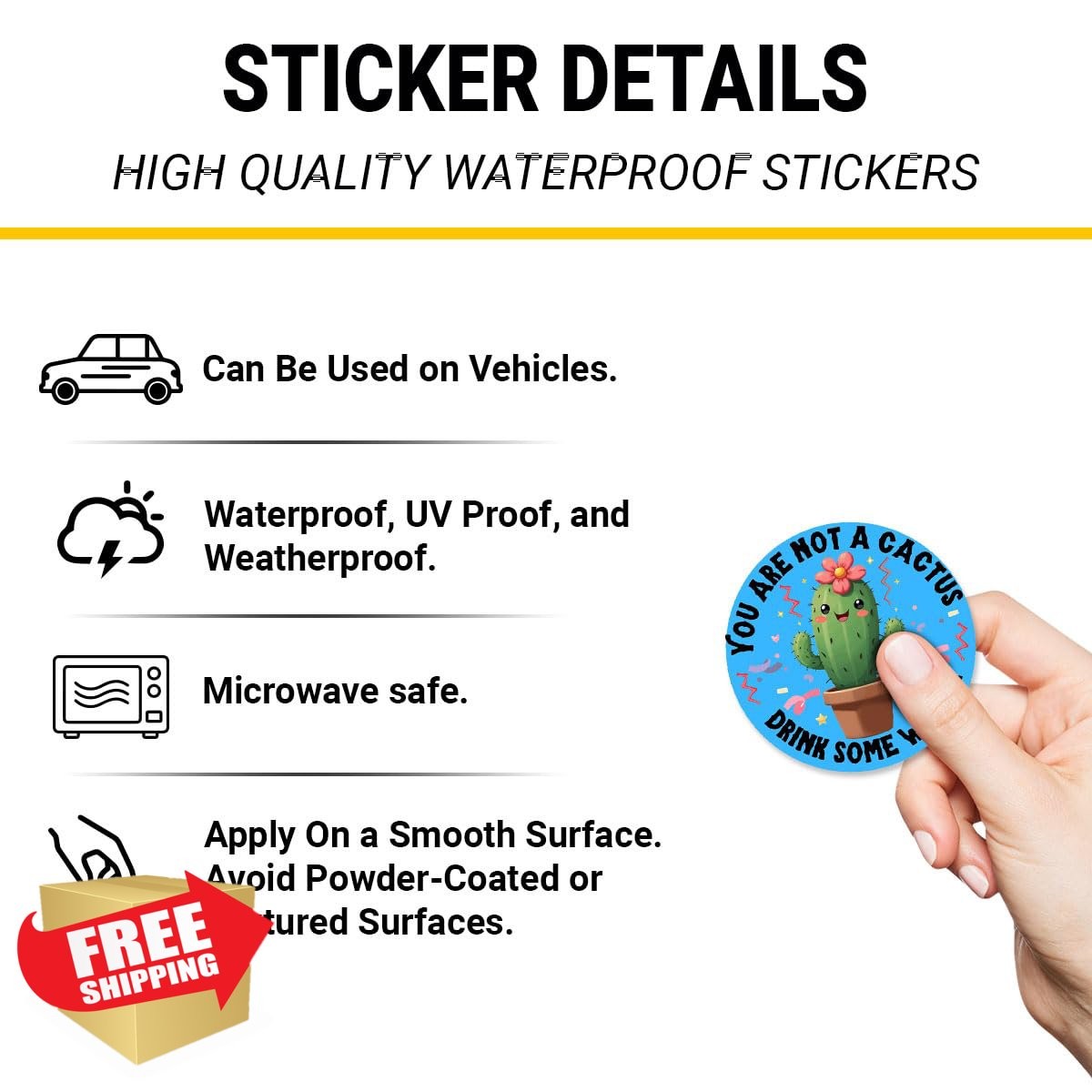 Vybonz 3pcs Cactus drink water sticker 3 inch