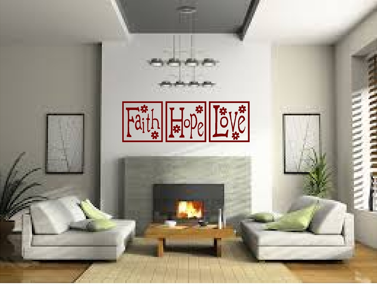 Faith Hope, Love Blocks Vinyl Decal Home Décor 10" x 25"