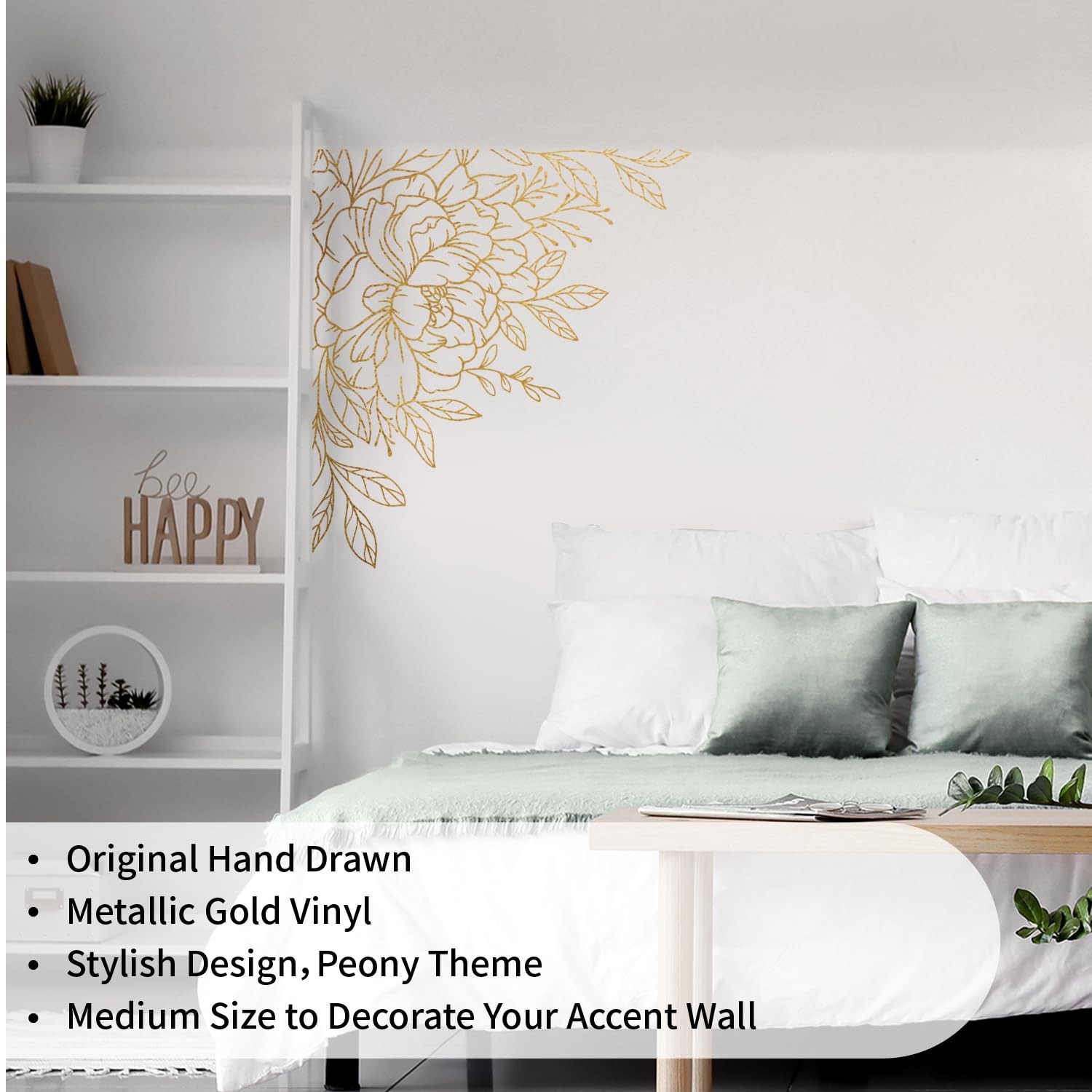 Flortlias Gold Metallic Wall Decals Peel and Stick Large Wall Stickers Large …