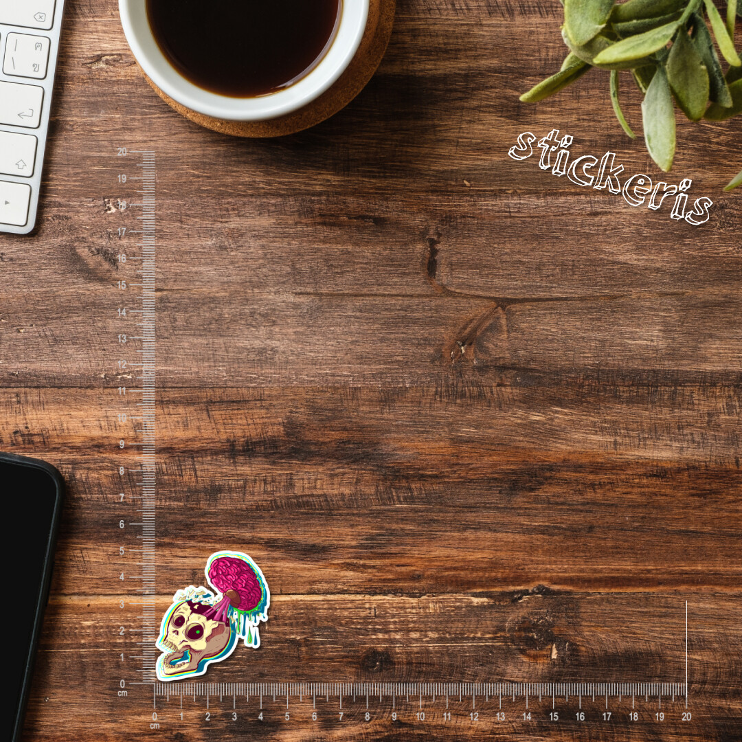 2x Zombie skull with a pink brain sticker 2-12" (up to 47") | buy 2 get 1 free