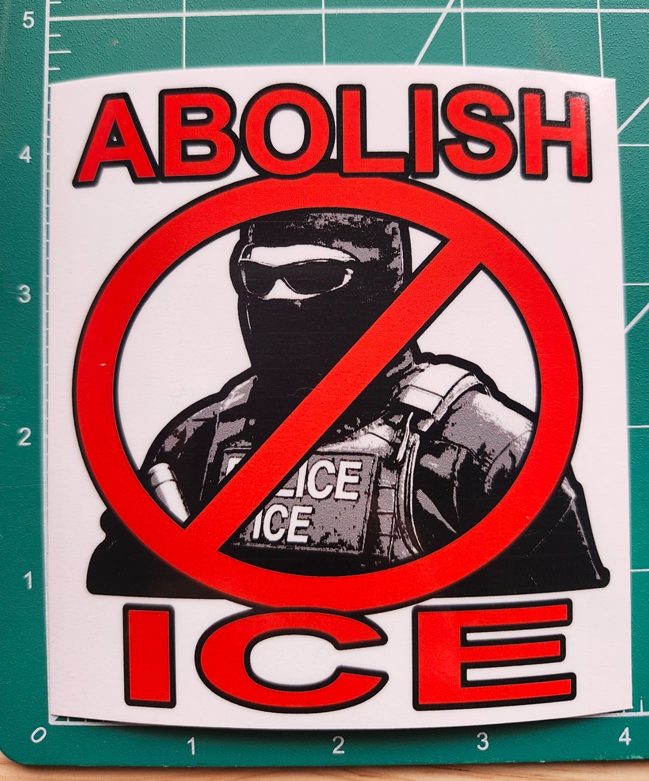 Anti ICE 4.5" ABOLISH vinyl bumper sticker Trump domestic terrorist Renee pretti