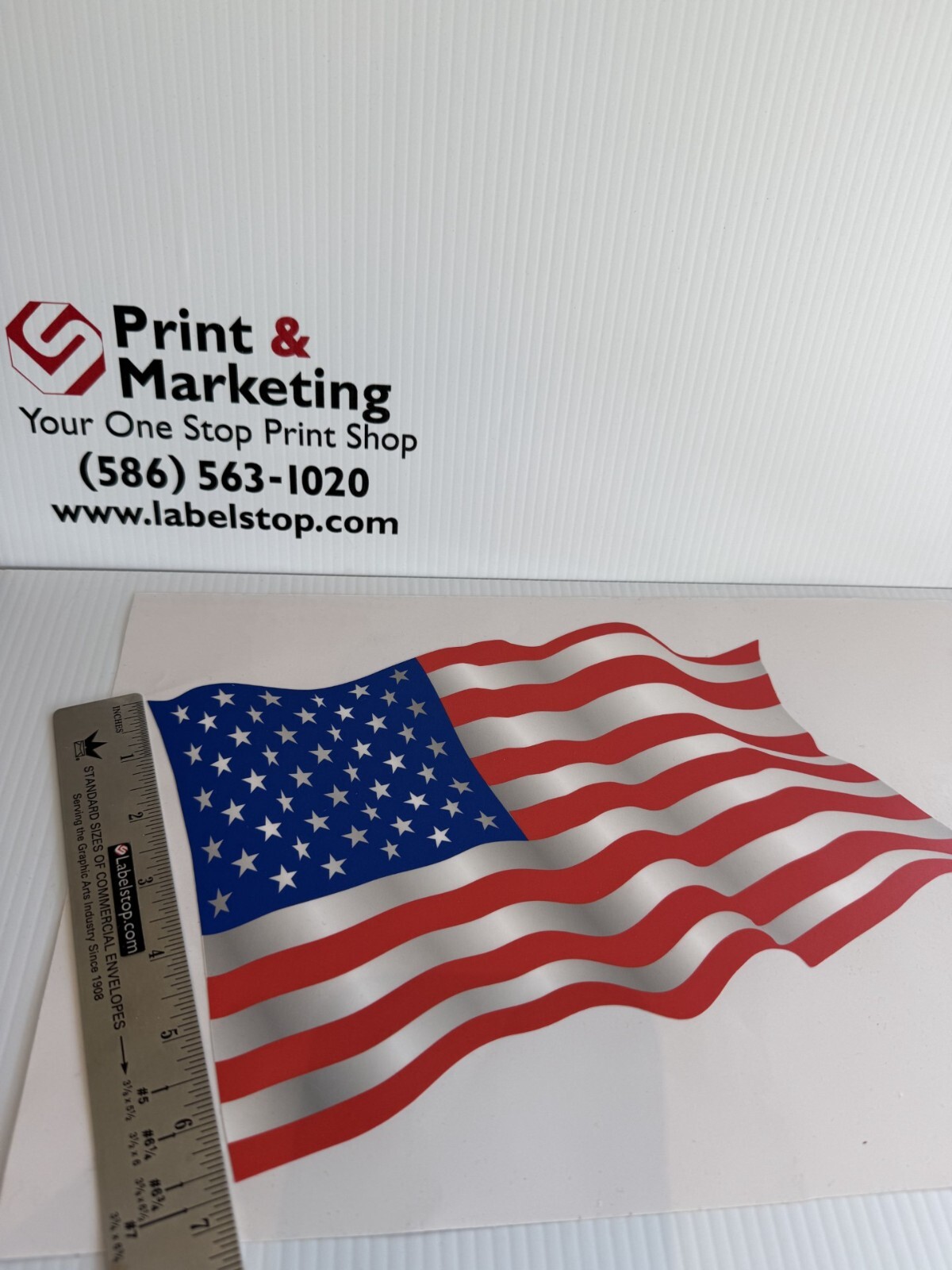 Waving American Flag Permanant Adhesive Decal – 11 1/2" x 6 3/4"
