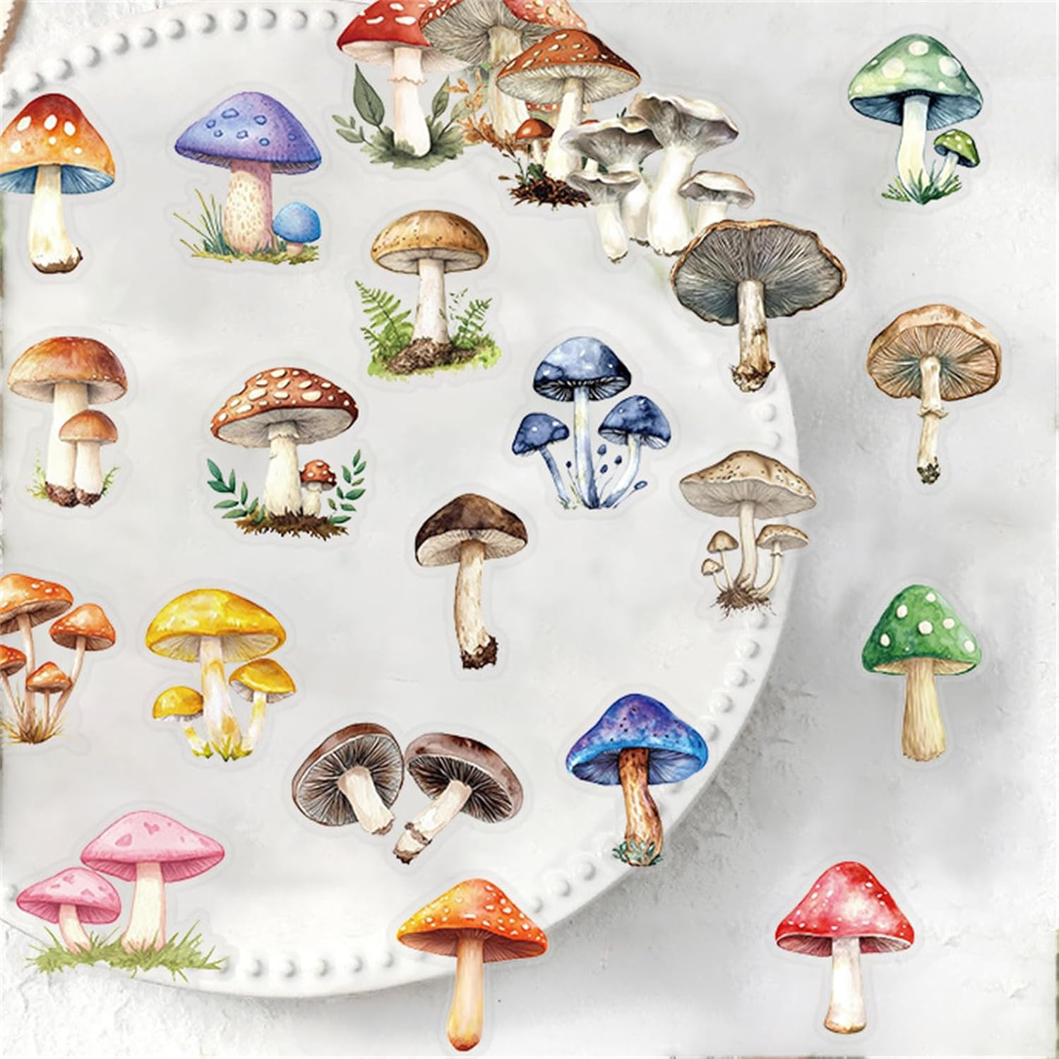 50PCS Retro Mushroom Stickers PET Transparent Stickers Nature Decals Waterproof
