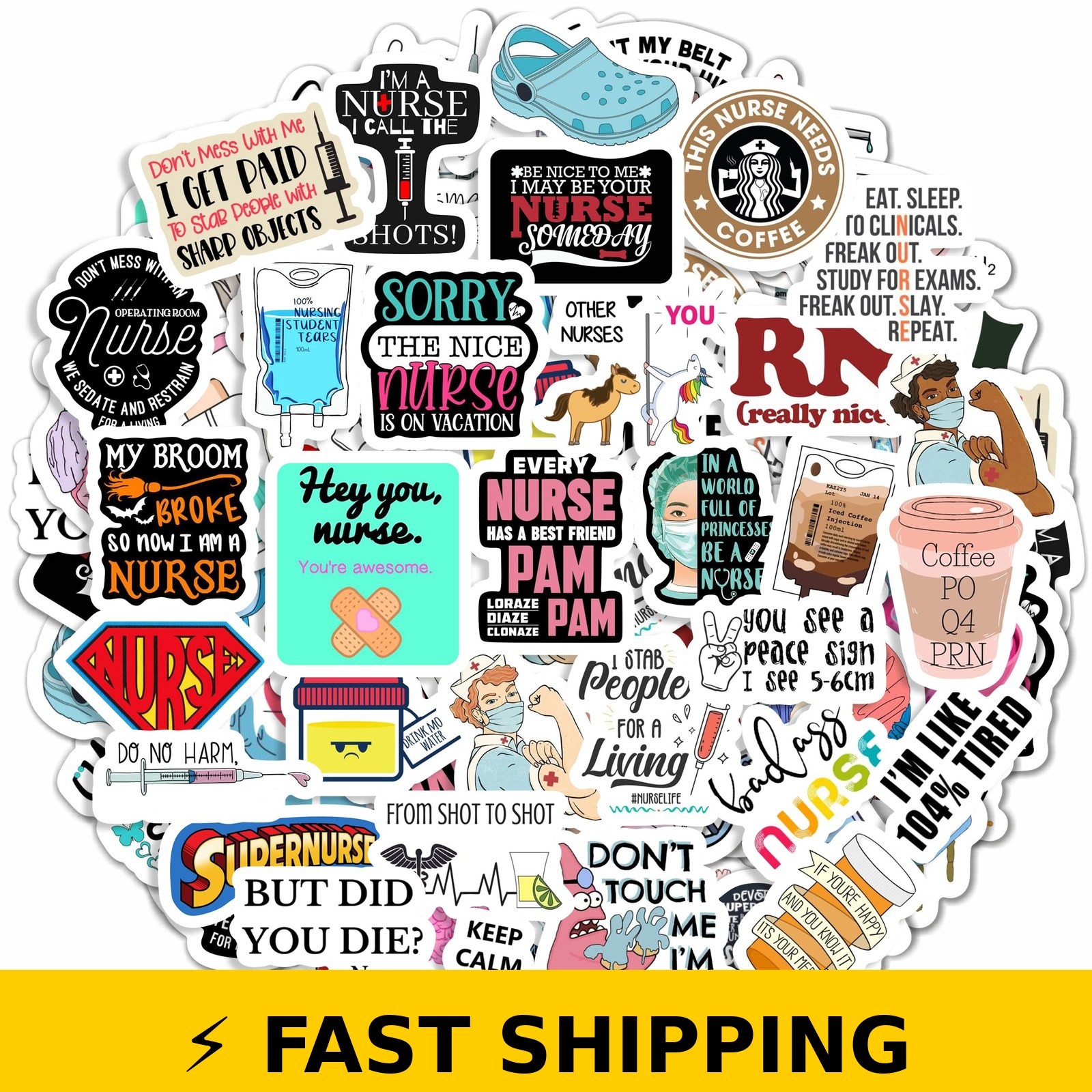 BulbaCraft 100Pcs Funny Nurse Stickers – Medical Decals