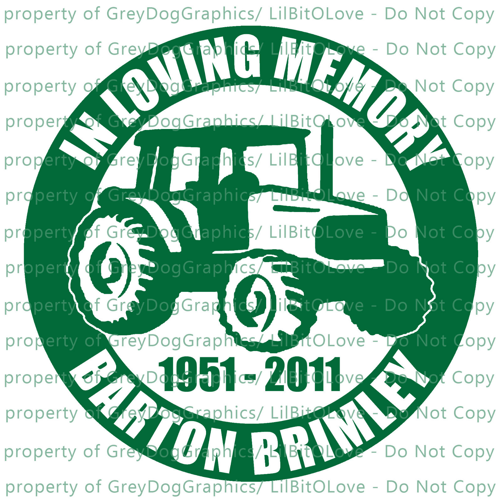 PERSONALIZED IN MEMORY VINYL DECAL FARMER TRACTOR FARM NAME DATES STICKER