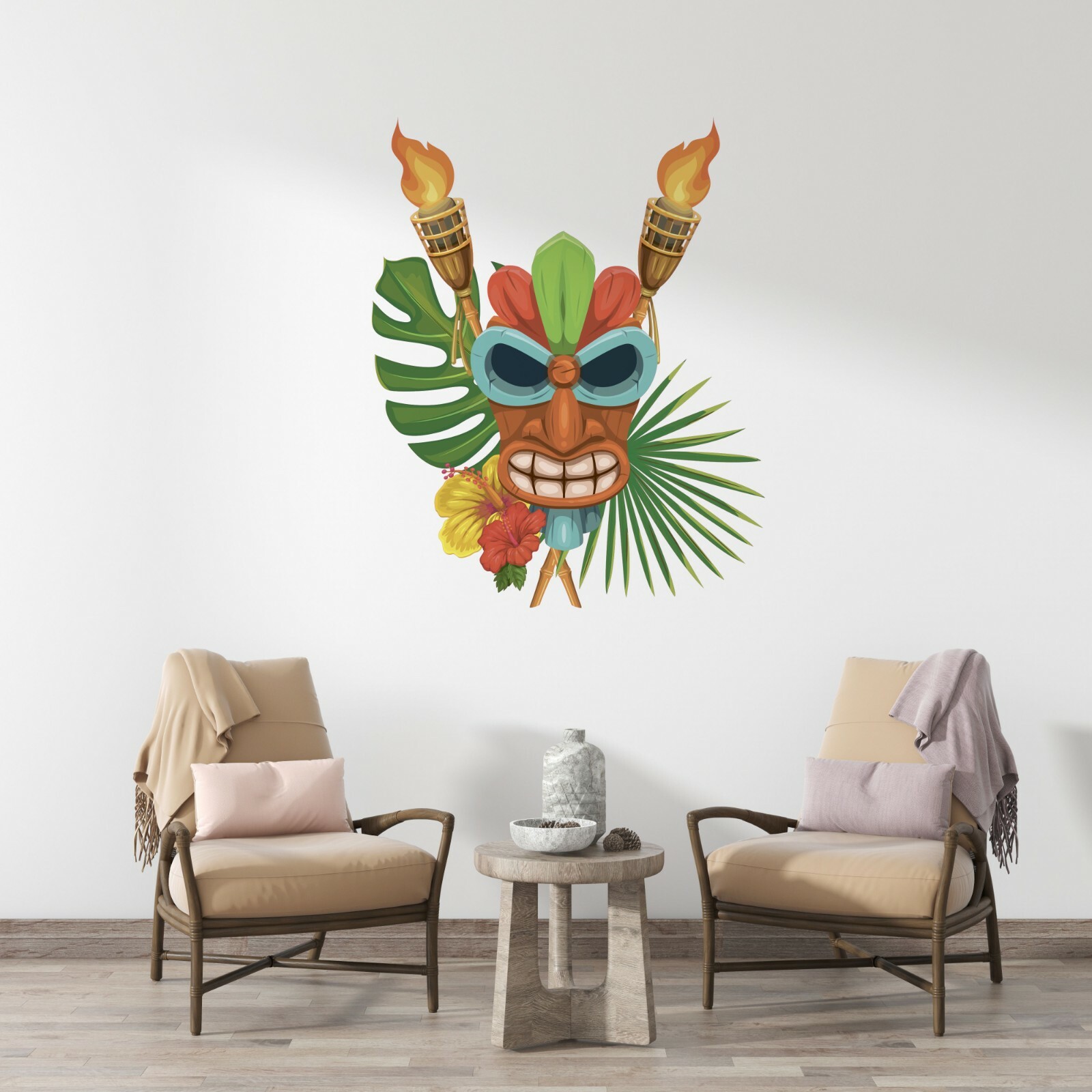 Home Bedroom Tiki Statue Decor Totem Head Design Vinyl Wall Decal Sticker 20×24