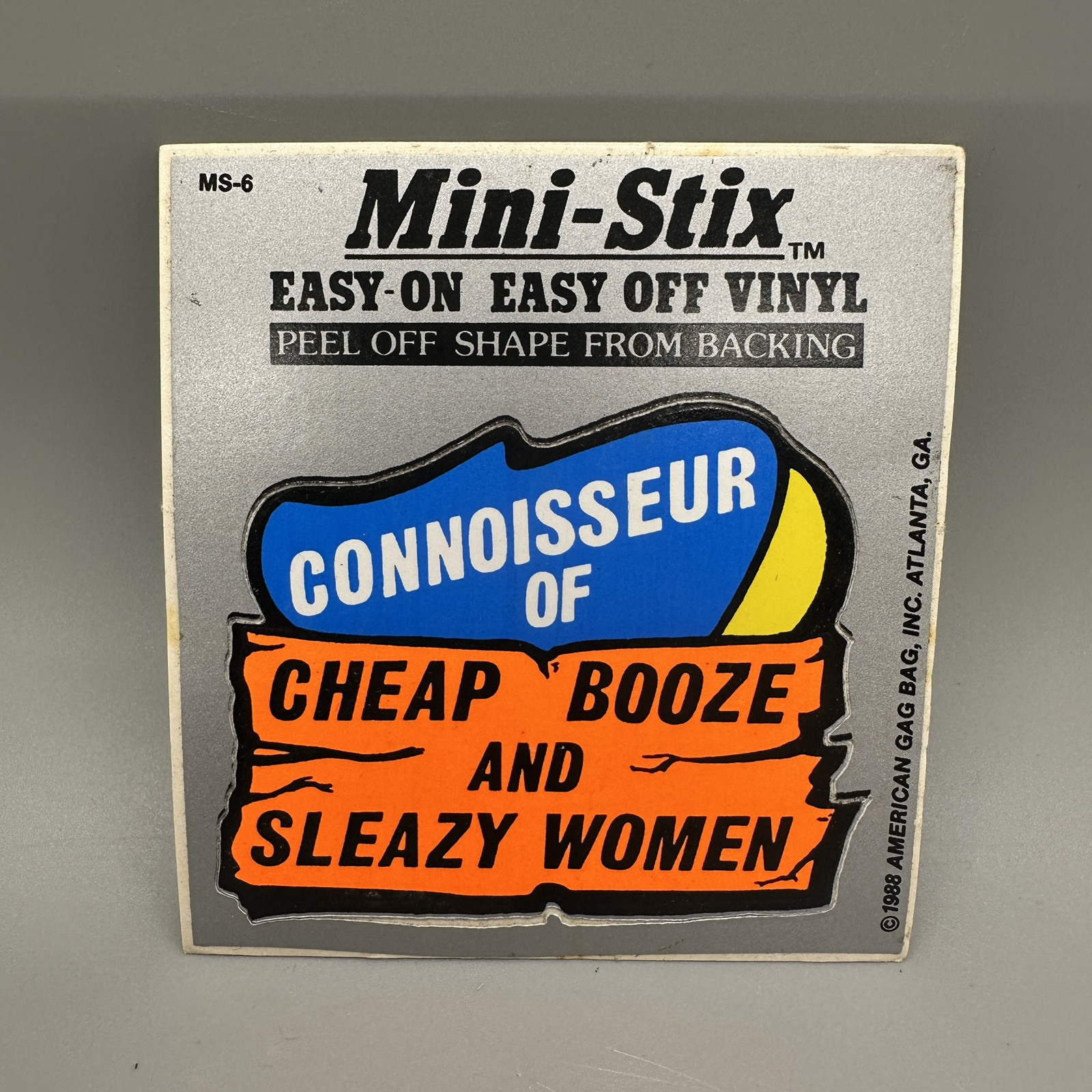 1988 Vintage "Connoisseur of Cheap Booze &… " Black Light Retro Vinyl Sticker
