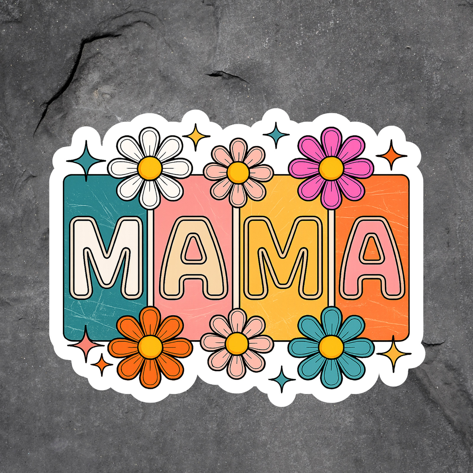 Mama sticker vinyl decal retro daisy flower colorful cute mom gift idea