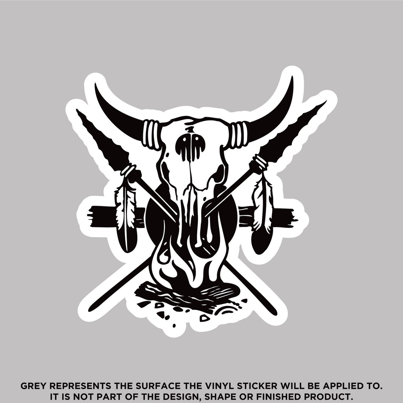 Skull and arrows with fire