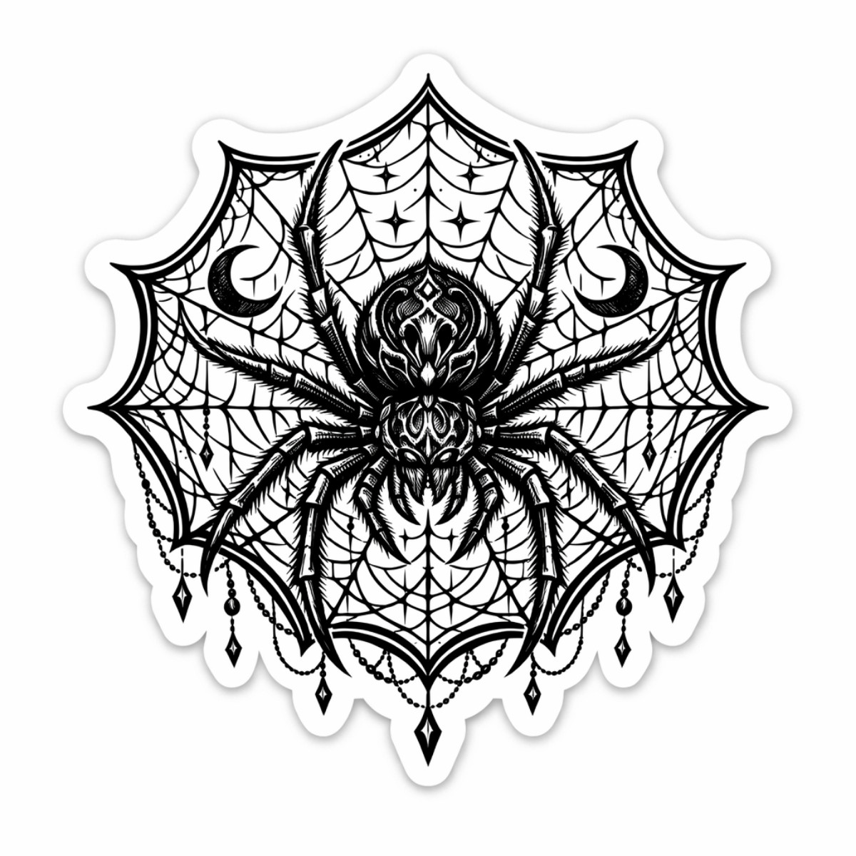 3 inch Gothic Spider Web Vinyl Sticker Black Widow Dark Academia Decal