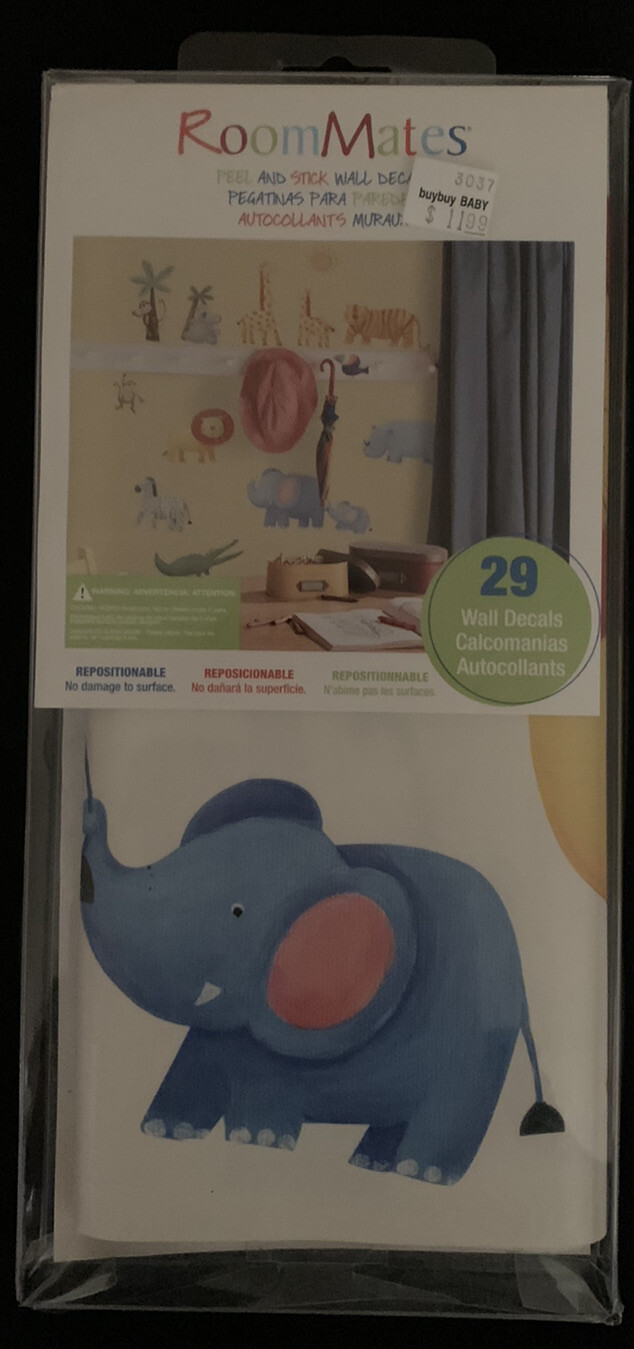 RoomMates 29 Animal Peel and Stick Wall Decals Stickers Elephant Lion Giraffe