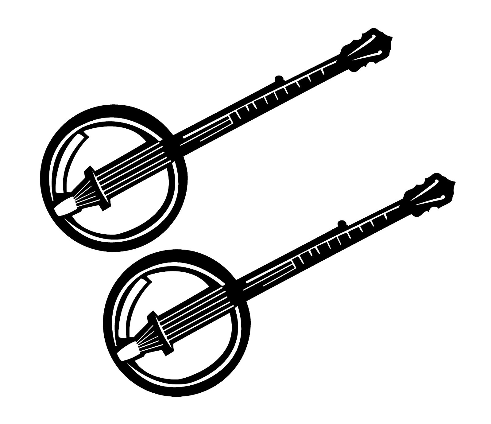 Banjo Decals Set of Two Car Vinyl Bluegrass Country Old Time Music Sticker