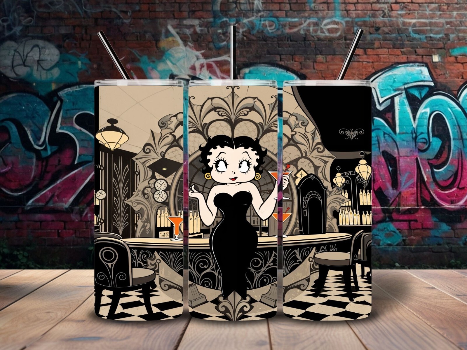 #2- Betty Boop Skinny 20oz Tumbler, Sublimation, Heat Transfer, Seamless Design