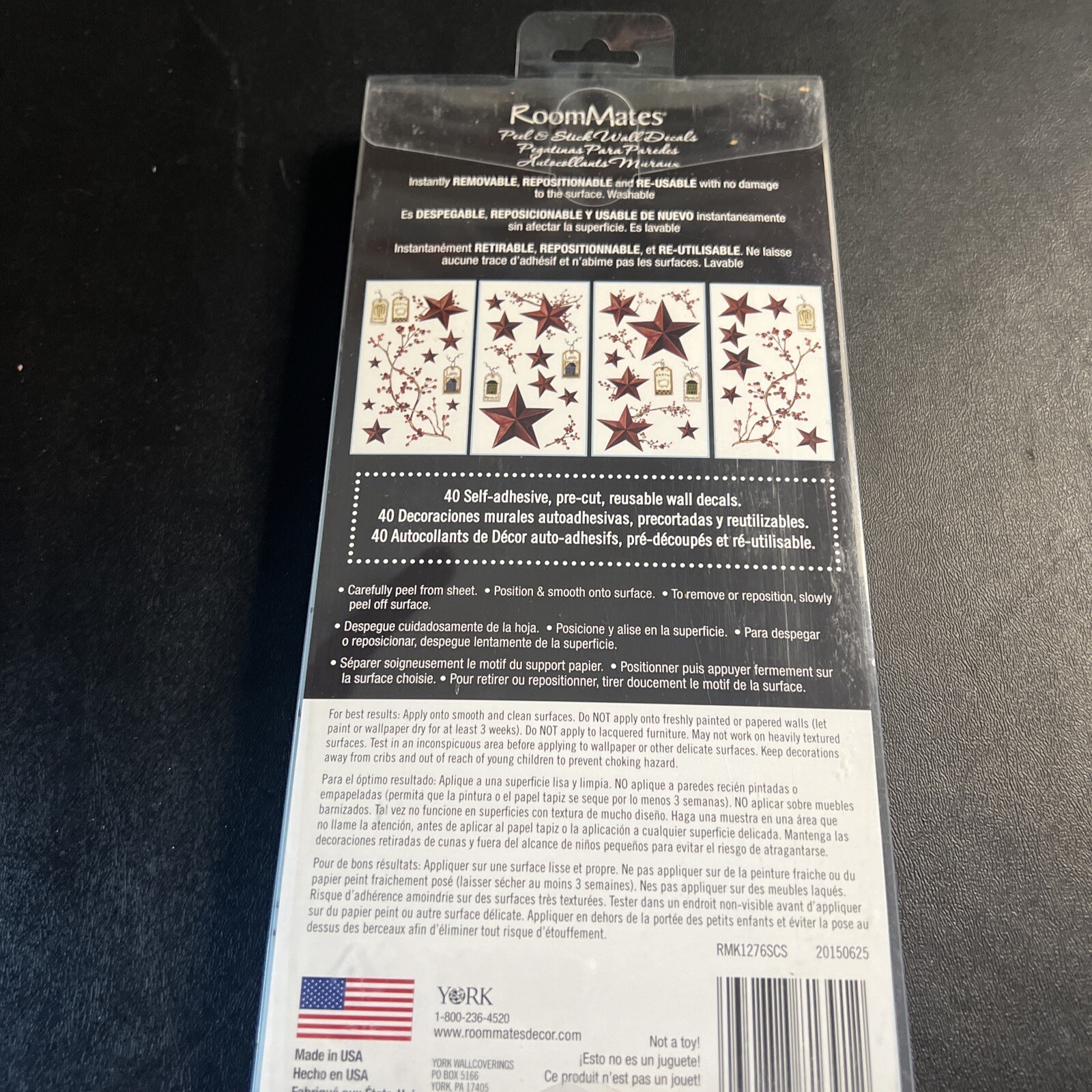 NEW RoomMates Country Stars & Berries Peel and Stick Wall Decals