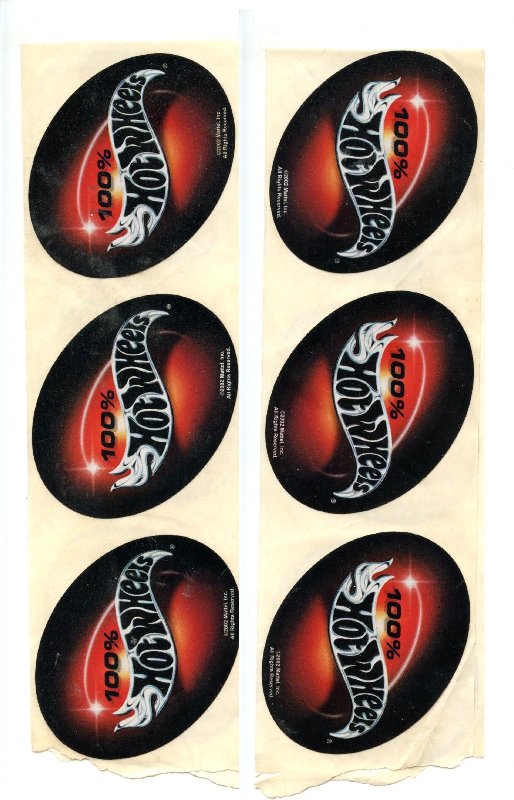 Hot Wheels Oval Stickers 3" 6 Original Stickers 2002 100% Hot Wheels