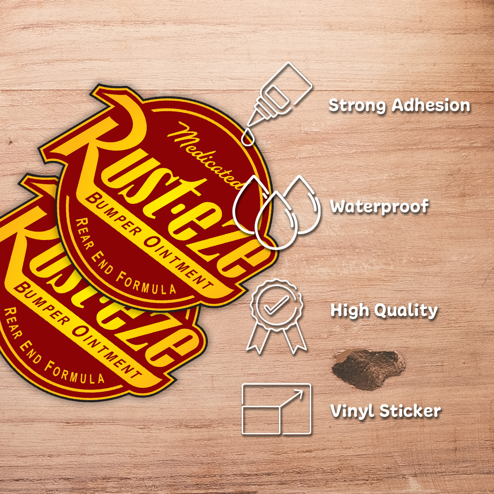 Rust-eze Vinyl Sticker Medicated Bumper Ointment Waterproof Racing Laptop Car