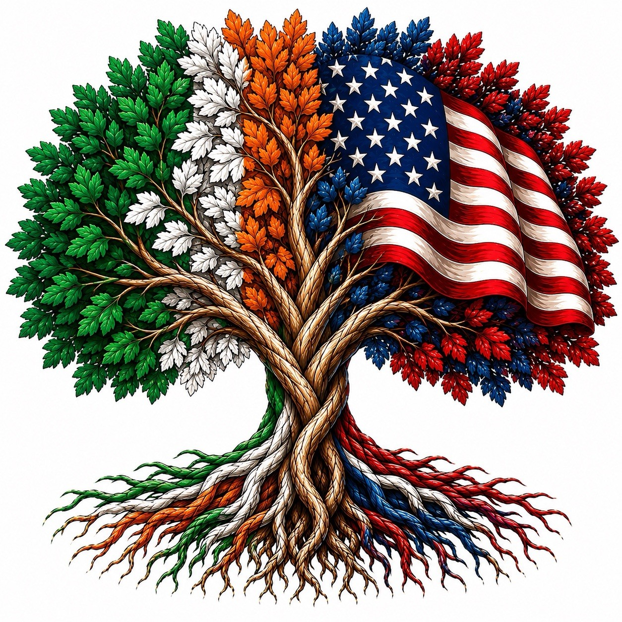 Irish American Heritage Tree 3 Inch UVDTF Decal Hard Hat Sticker Family Roots