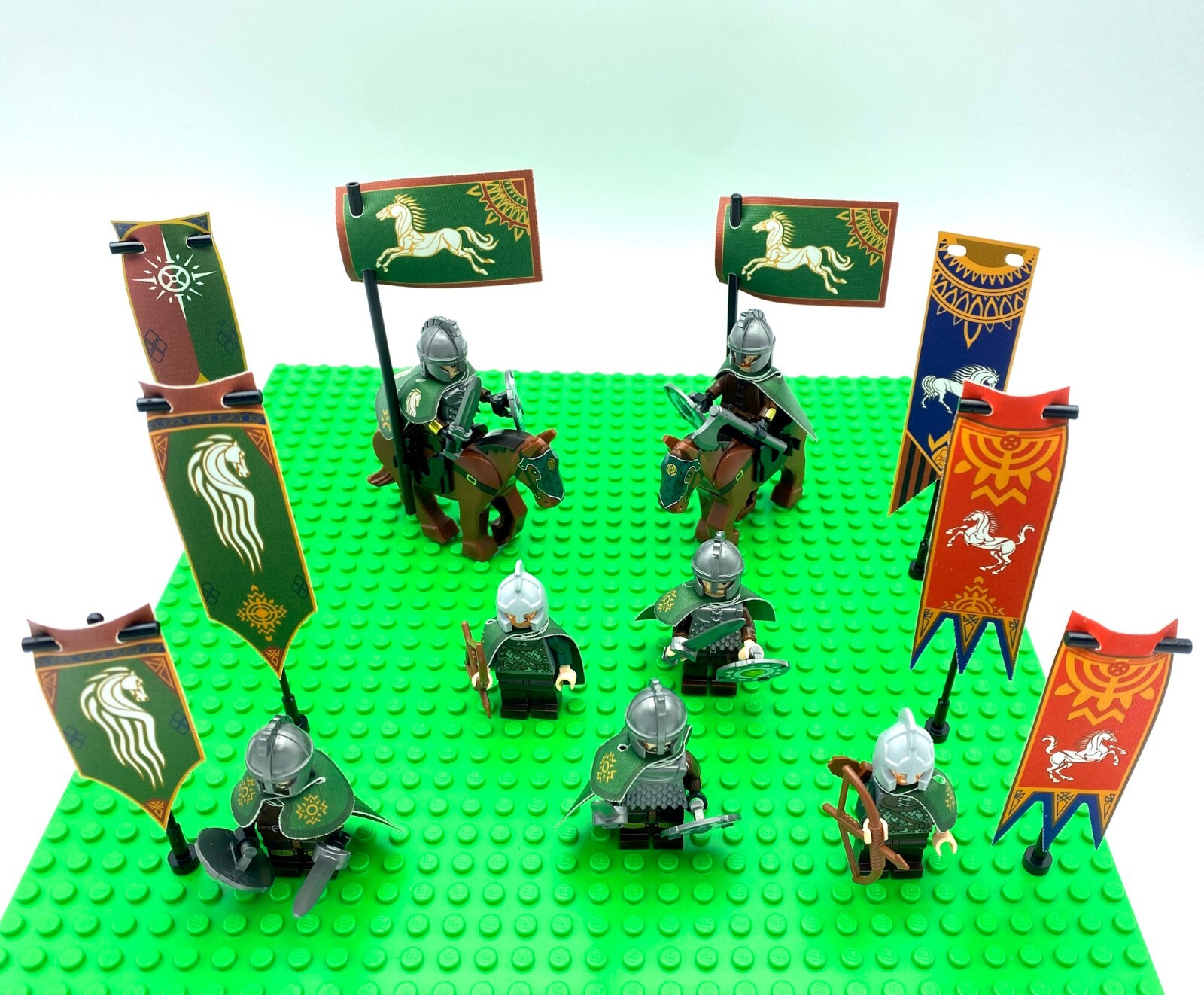x30 Custom Lord of the Rings Banners, Flags, Capes for Rohan Kingdom (fits Lego)