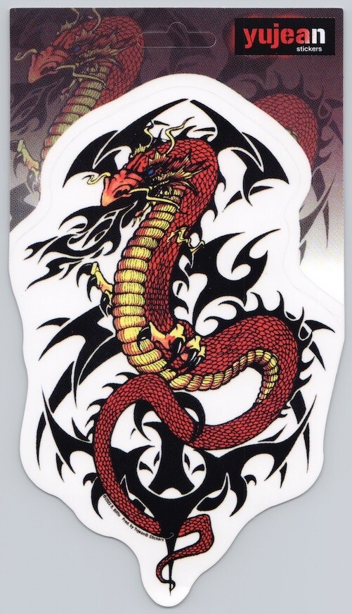 Fire Dragon Biffle New Die-Cut Decal Sticker Red Black Yellow Tattoo Art Year
