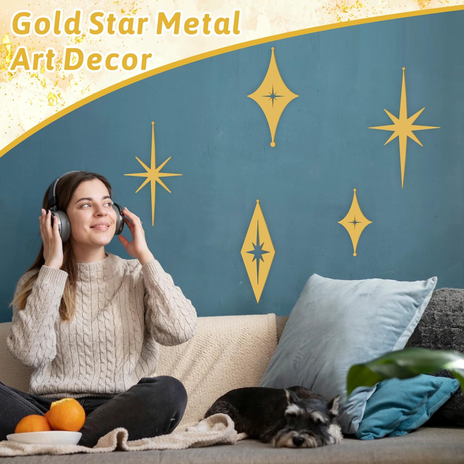 5 PCS Cast Iron Stars Wall Decor Starburst Metal Walls Art Mid Century Modern…