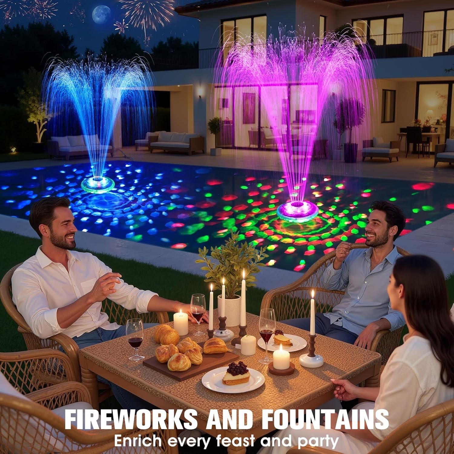 Upgraded Pool Fountain, Floating Pool Fountain with Lights, above Ground Pool Wa
