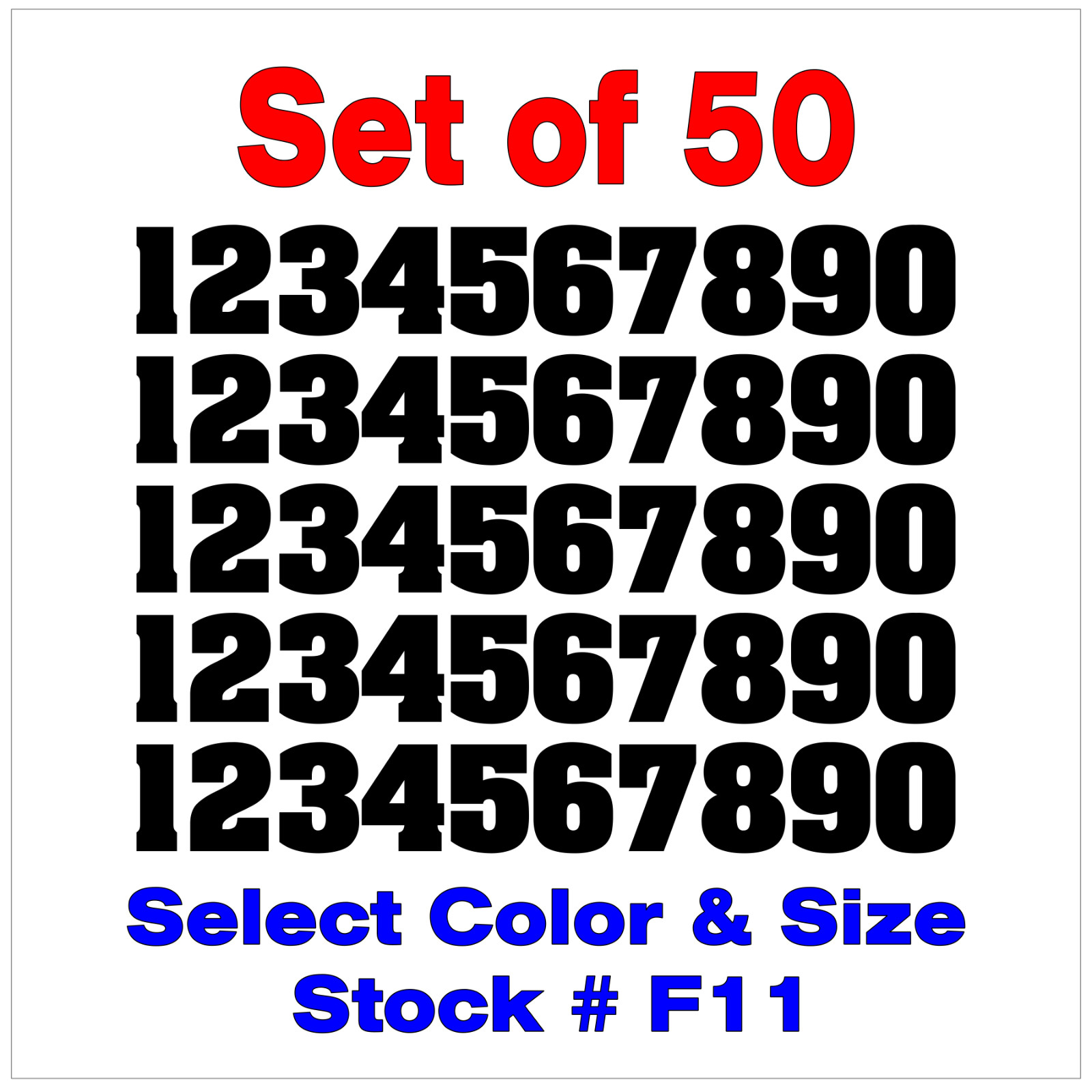 0 9 Numbers Vinyl Sticker Decals Outdoor Quality Many Uses – Set of 50 STK#F11