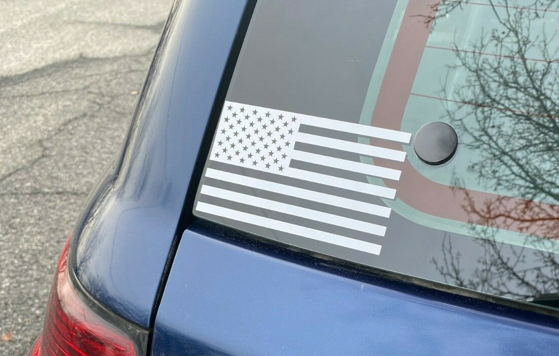 SUBDUED AMERICAN FLAG -WHITE- Vinyl Decal Indoor & Outdoor Sticker. Choose Size!