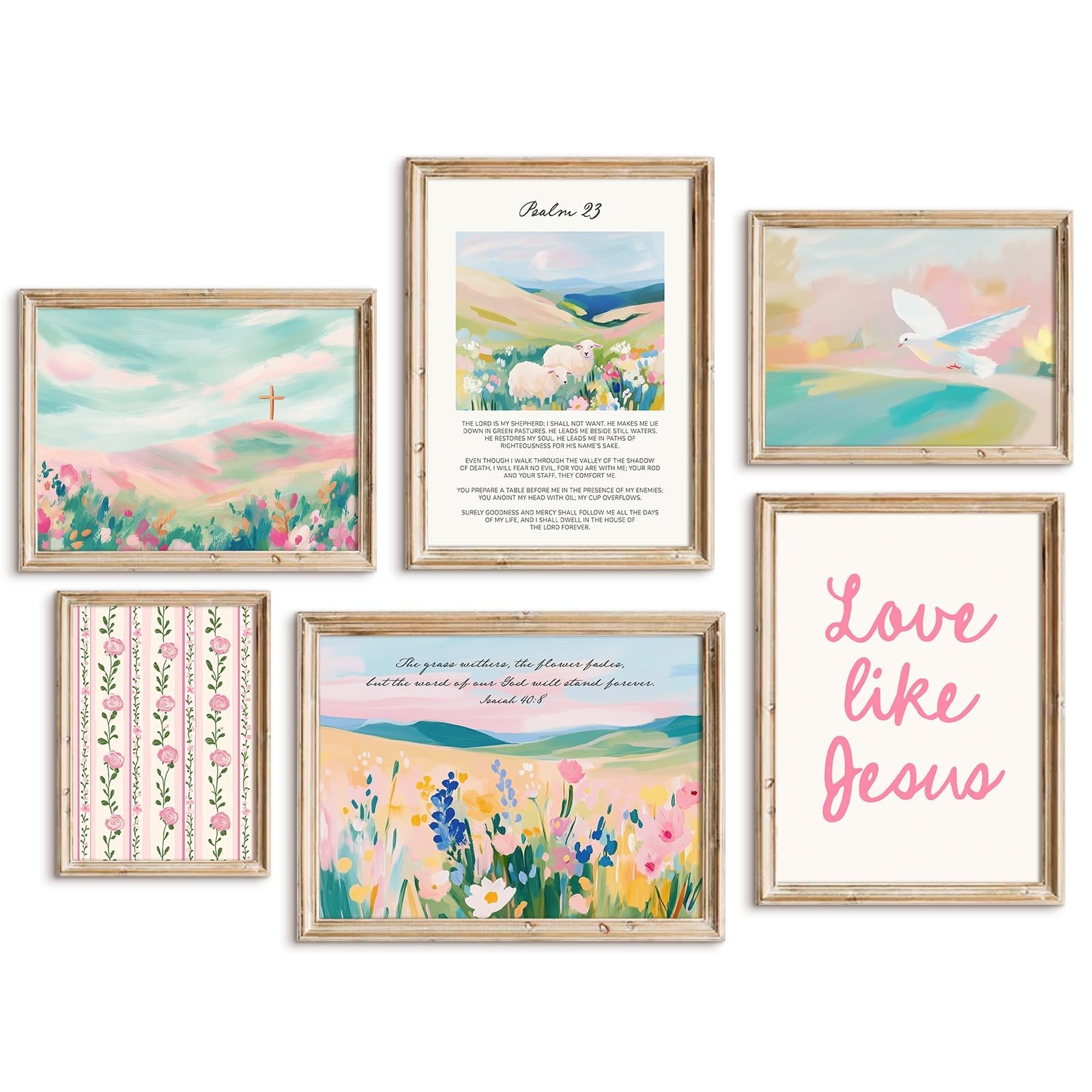 Pastel Pink Christian Wall Art Bible Verse Preppy Canvas Wall Decor Girl Tren…