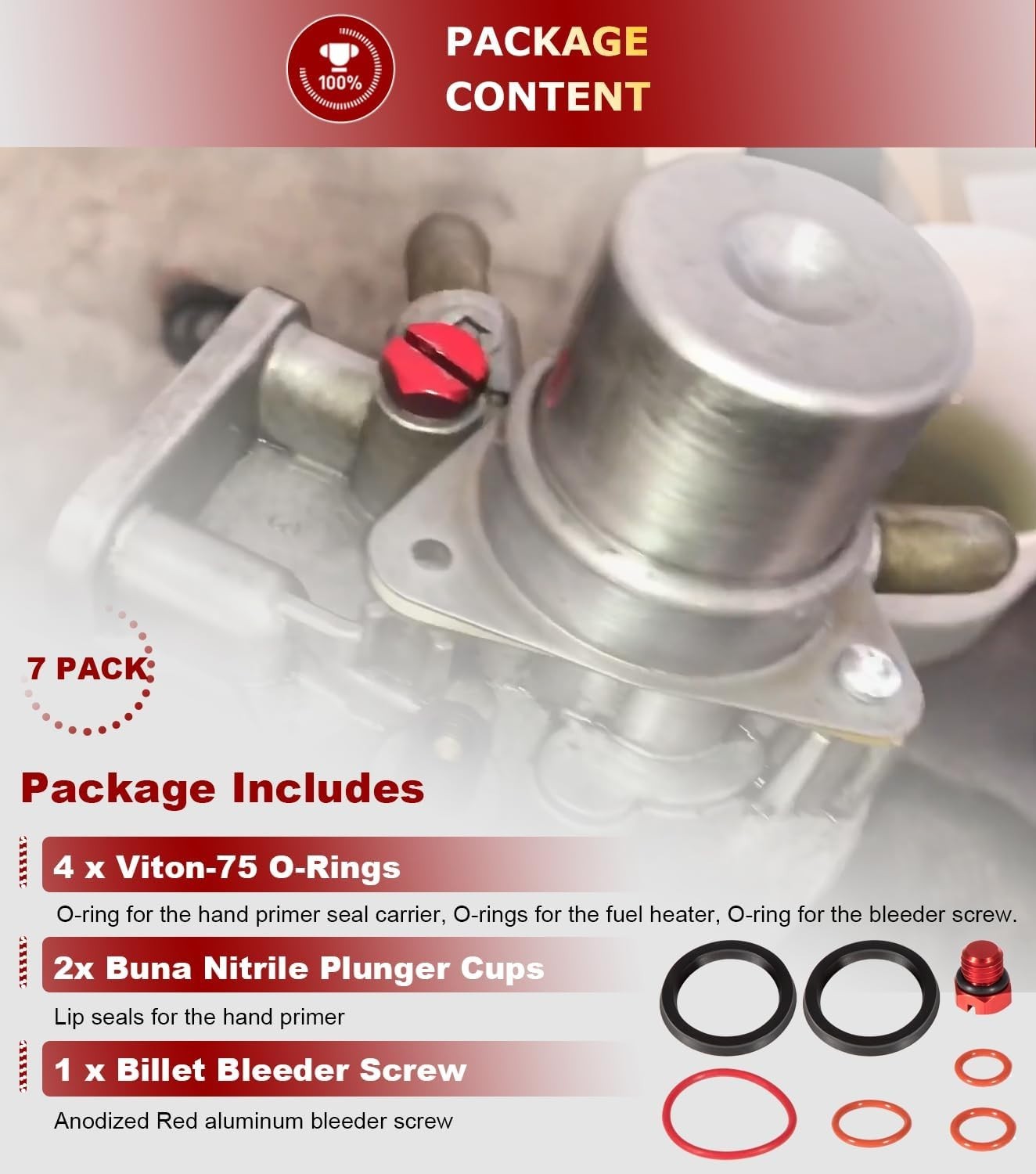 6.6L Duramax Fuel Filter Primer Rebuild Seal Kit Viton O-Rings Billet Bleeder Sc