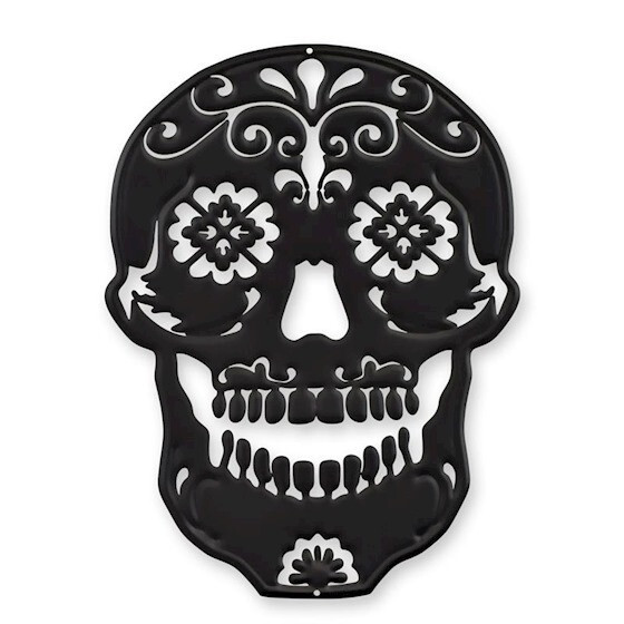 9934630 Wall Decoration Picture Wall Tattoo Skull Flowers 11 13/16×15 11/16in