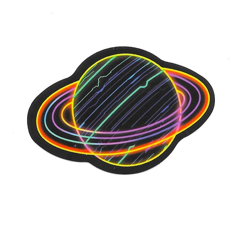 Neon Saturn Planet Vinyl Sticker Space Galaxy Retro Glow Decal Laptop Gamer Art