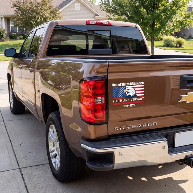 US 250th Anniversary Decal 2-Pack Patriotic Eagle American Flag Sticker 5×6.5"