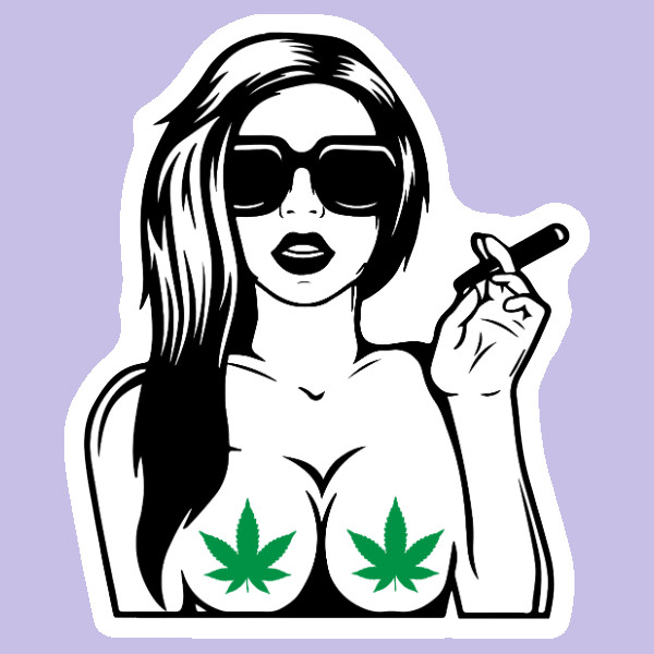 420 Weed Girl Leaf Nips UV Safe Vinyl Sticker High 420 Blaze It Weed Cannabis