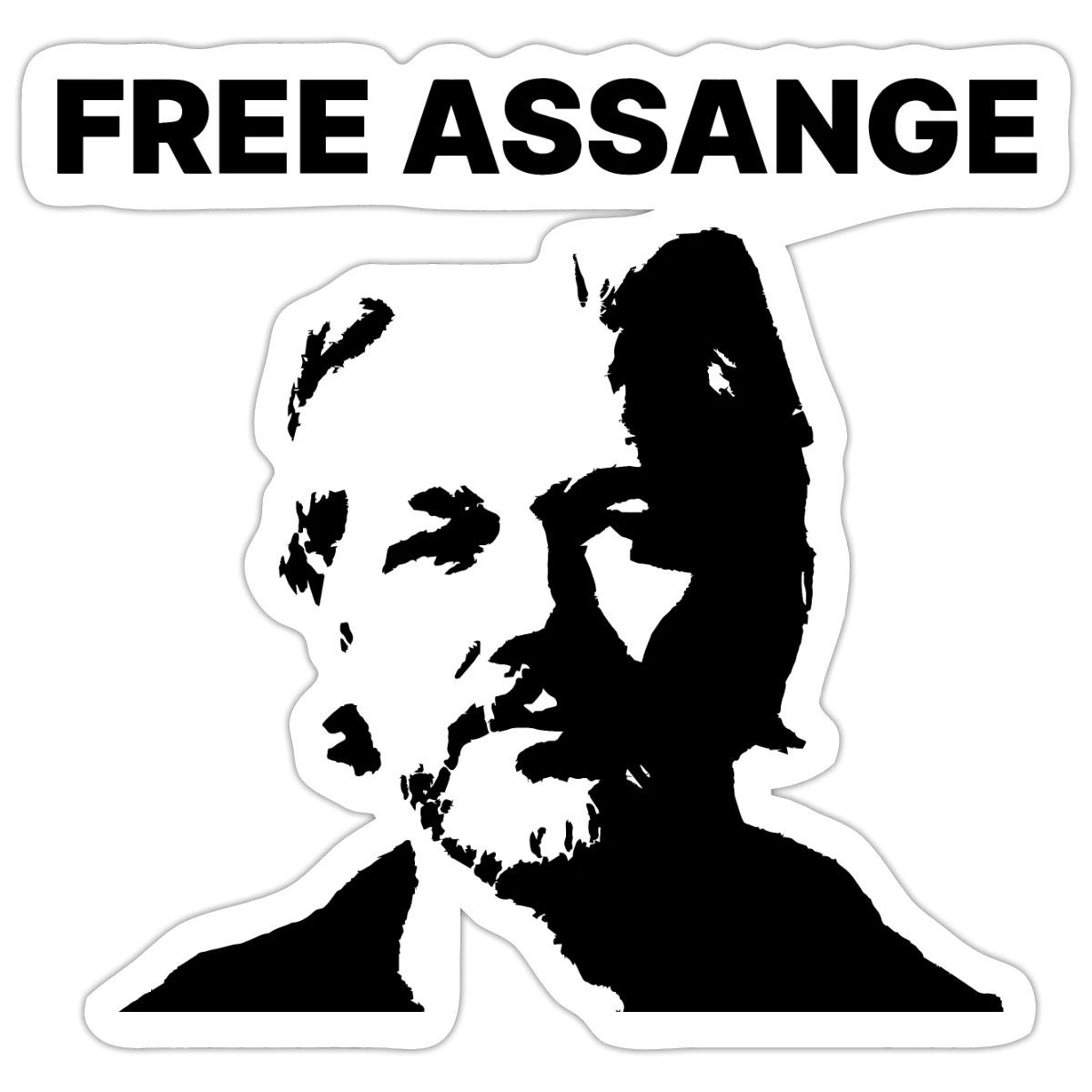 Free Assange WikiLeaks Julian Assange Stencil Sticker, max. 4 x 4"