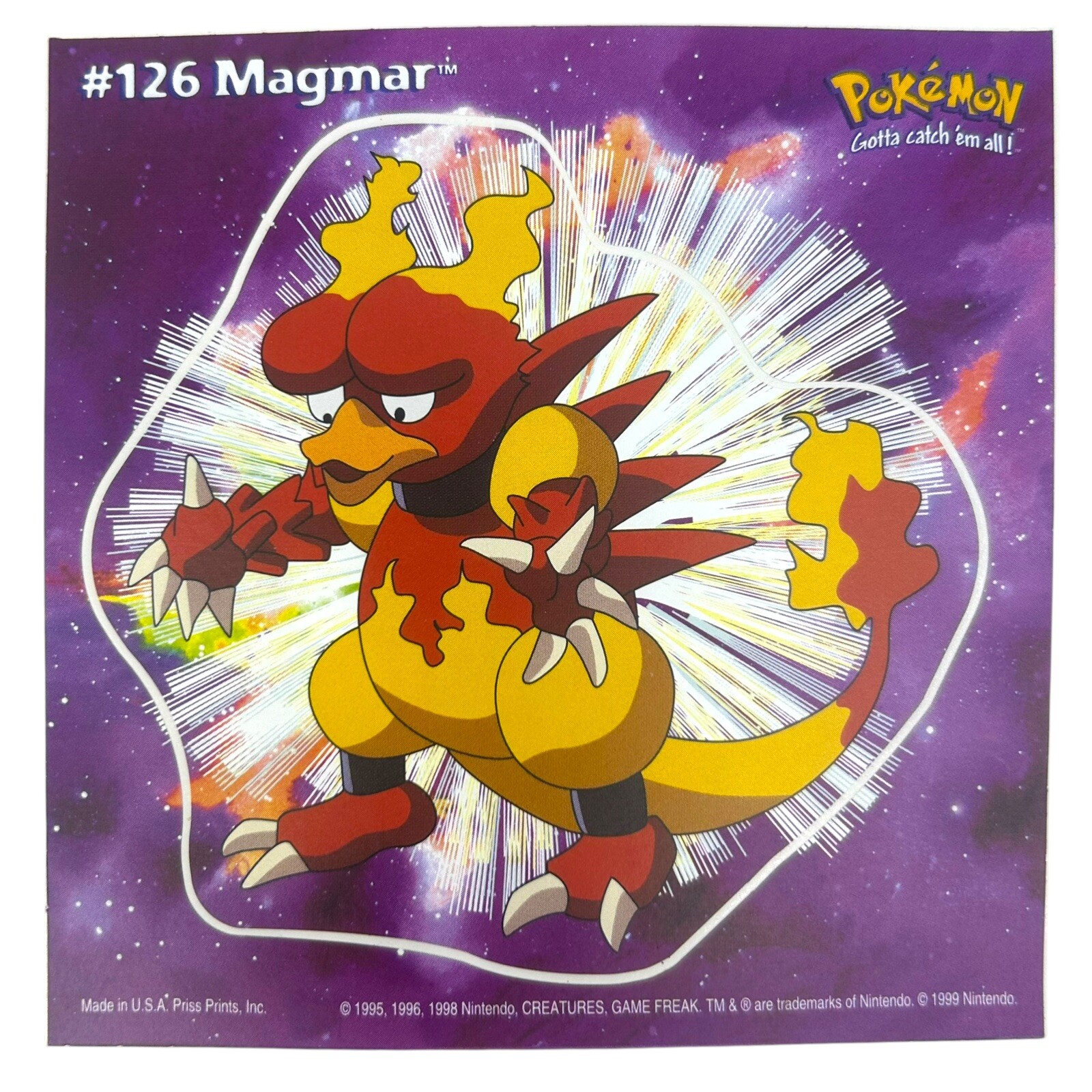 Pokemon Collect ’em Stick-Ups Magmar #126 Large 4” Sticker Priss Prints