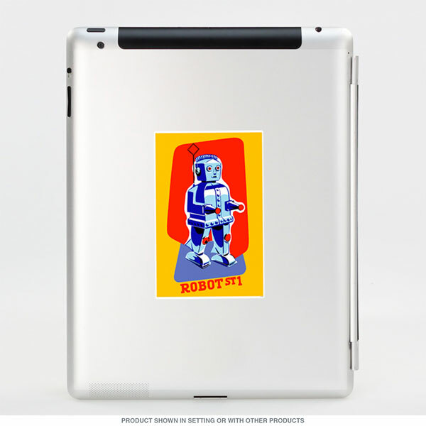 Robot ST1 Vinyl Sticker Vintage Style Walking Toy Bumper Laptop Decal 3 x 4.6