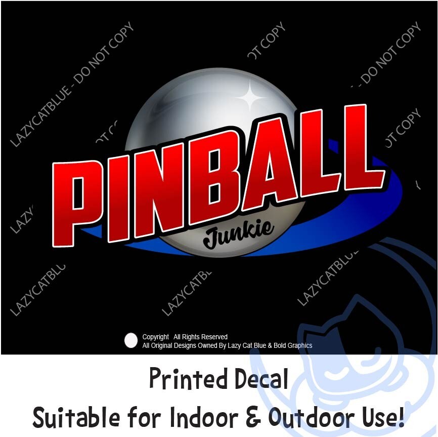 Pinball Junkie Retro Style Decal Sticker Pin Ball Arcade 80s Games Throw Back
