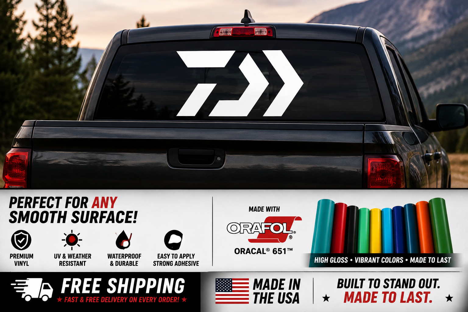 Daiwa Sticker Fishing Vinyl Die Cut Decal Rods Reels Fish Boat Truck Window
