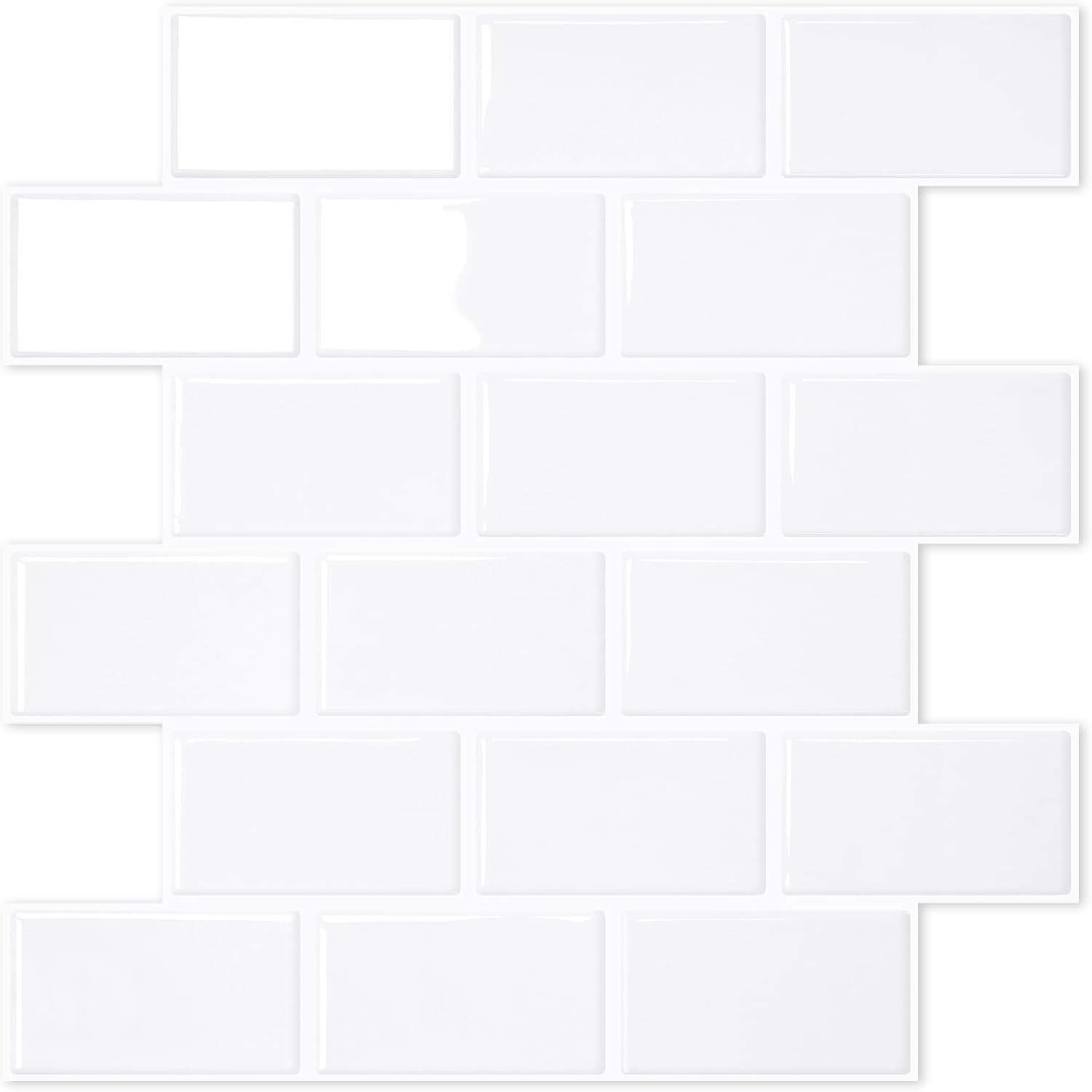 STICKGOO 10-Sheet White Subway Tiles Peel and Cold With Grout