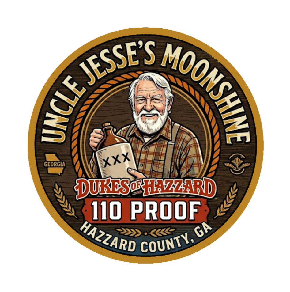 Dukes of Hazzard's (Uncle Jesse's Moonshine) 4" Handmade Vinyl Decal Vehicle 262