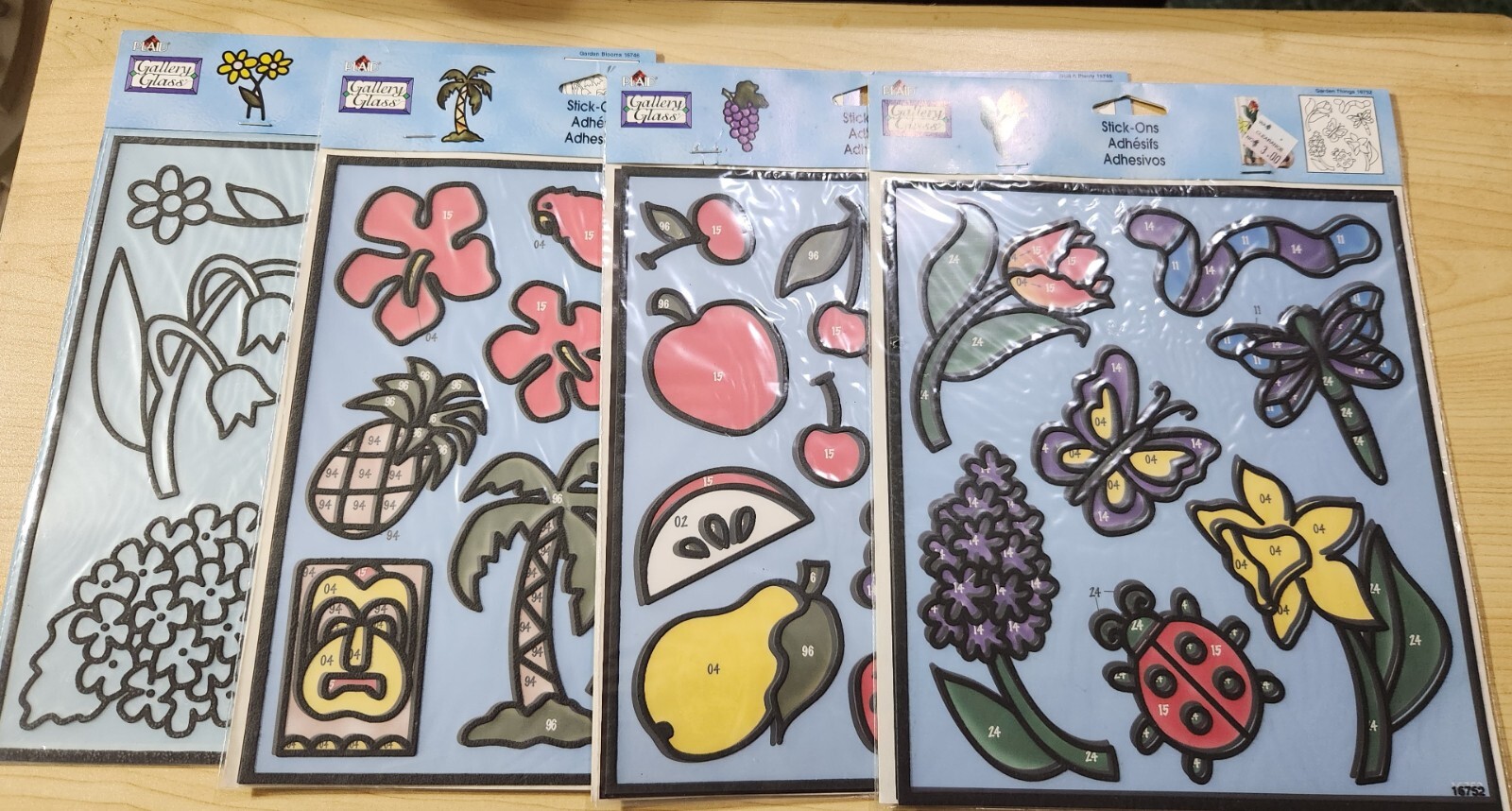 Plaid Gallery Stained Glass Stick Ons Adhesives Jar Decoration Windows Lot of 4