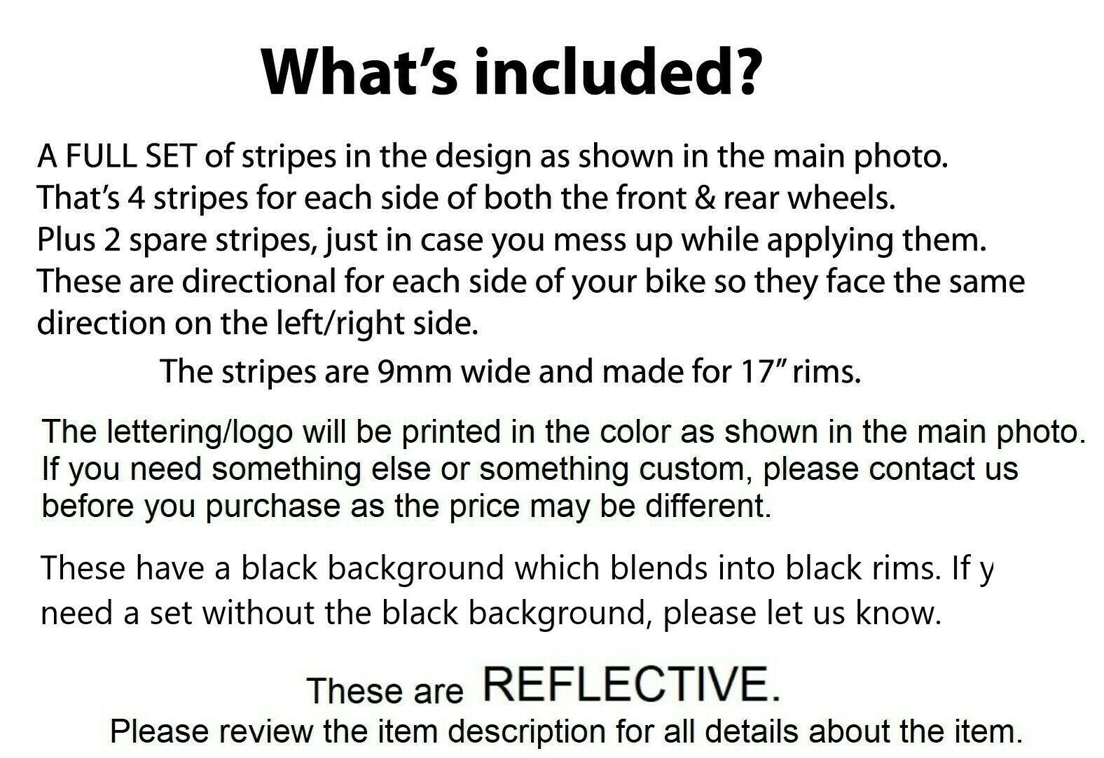 CUSTOM REFLECTIVE MOTORCYCLE CAR RIM STRIPES WHEEL DECALS TAPE STICKERS GRAPHIC