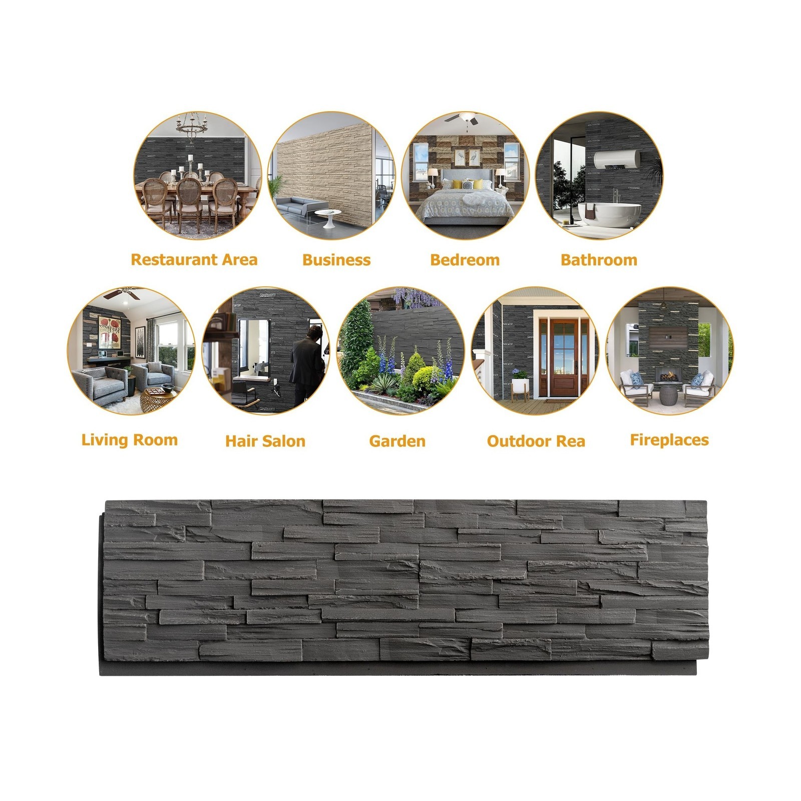 ROOMTEC 6-Packs Faux Stone Wall Covering Panels for Interior and Exterior Dec…
