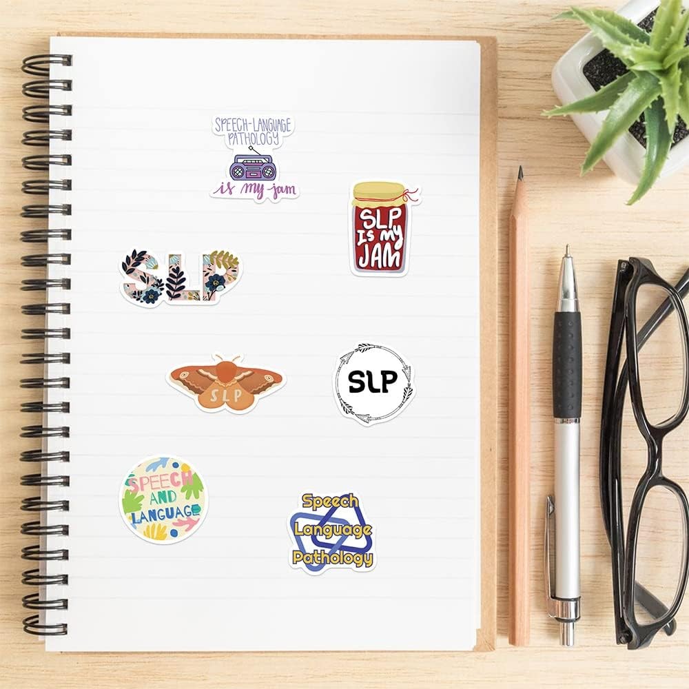 SLP Stickers, Speech Therapy Decals, 56PCS Speech Language Pathologist Stickers