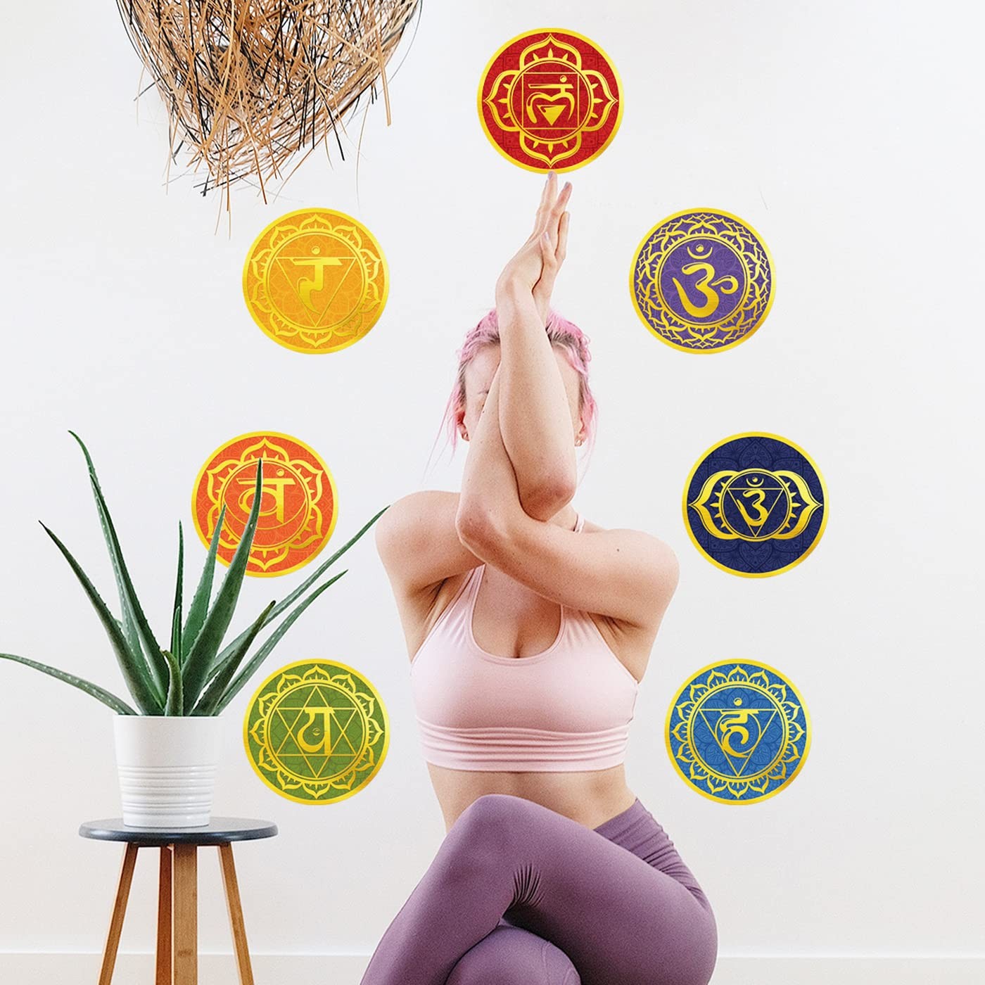 7 Sheets Chakra Wall Stickers Yoga Zen Meditation Room Wall Decals (6×6 Inch)…
