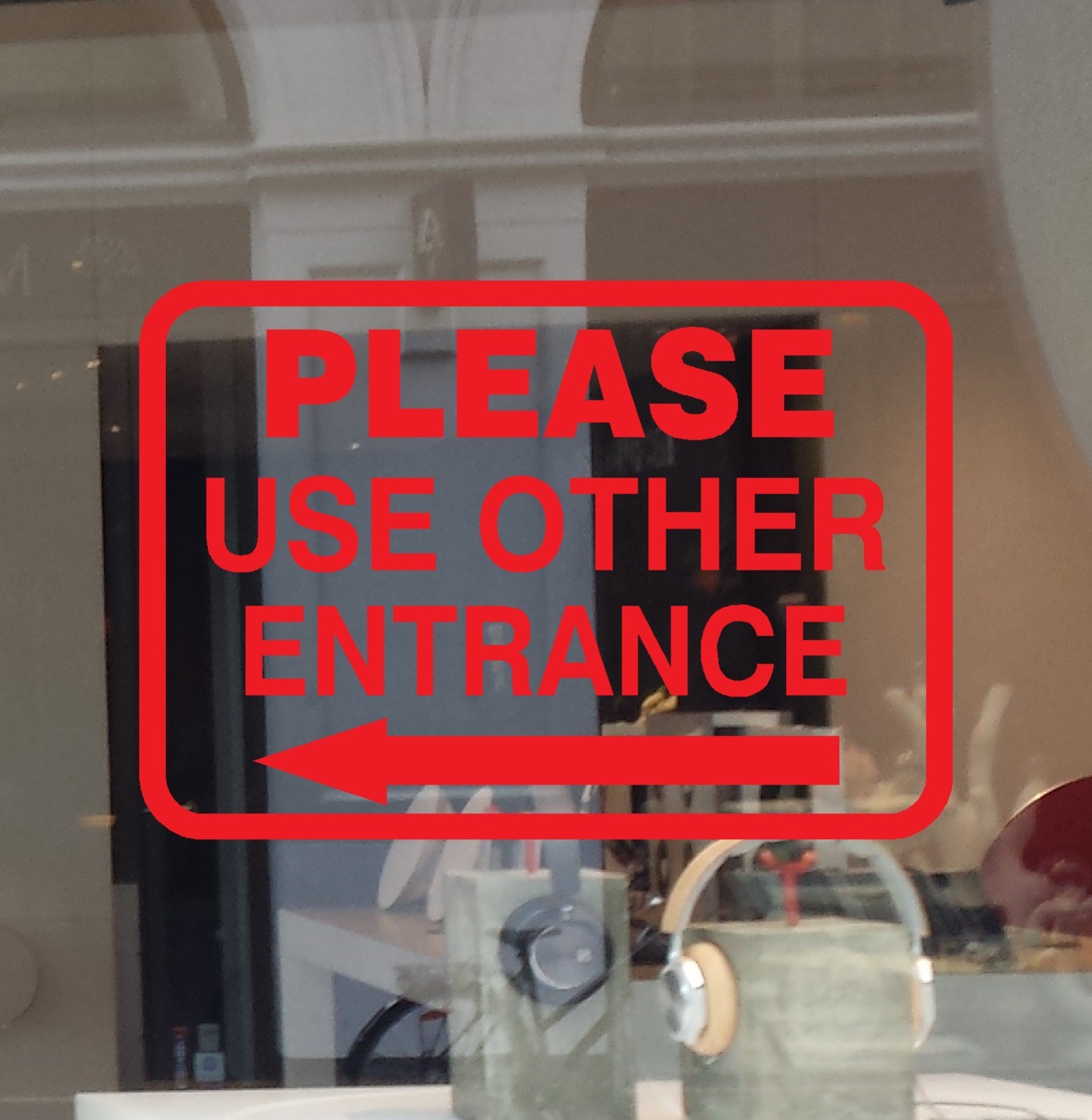 PLEASE USE OTHER ENTRANCE WINDOW SIGN DECAL VINYL STICKER LEFT OR RIGHT ARROW