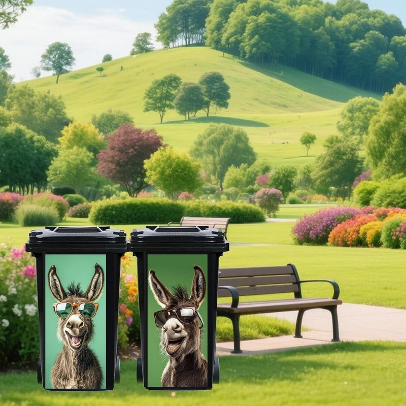 Funny Animal Pattern Trash Can Decal Large Bin Sticker DIY Decorative Vinyl New